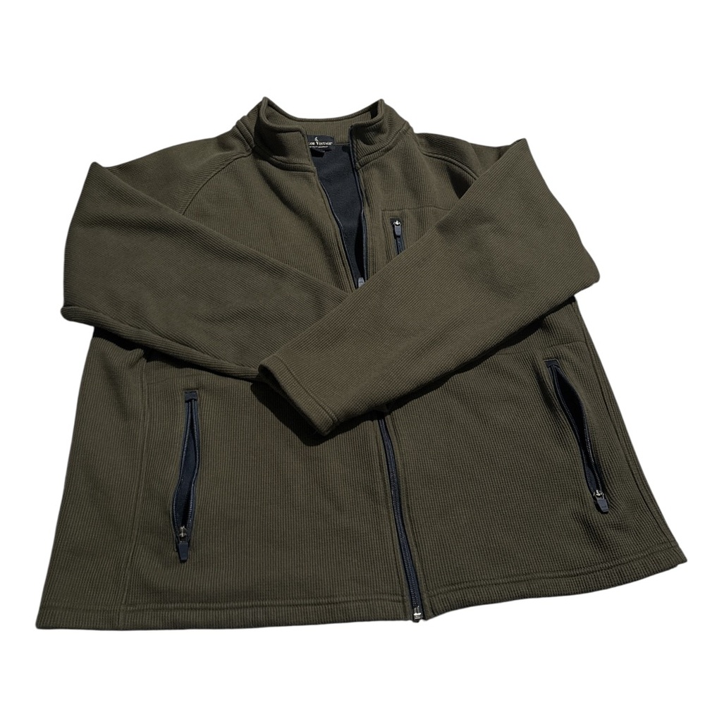 Tailor Vintage Men Olive Green Long Sleeve Full Zip Sweater Size Xl